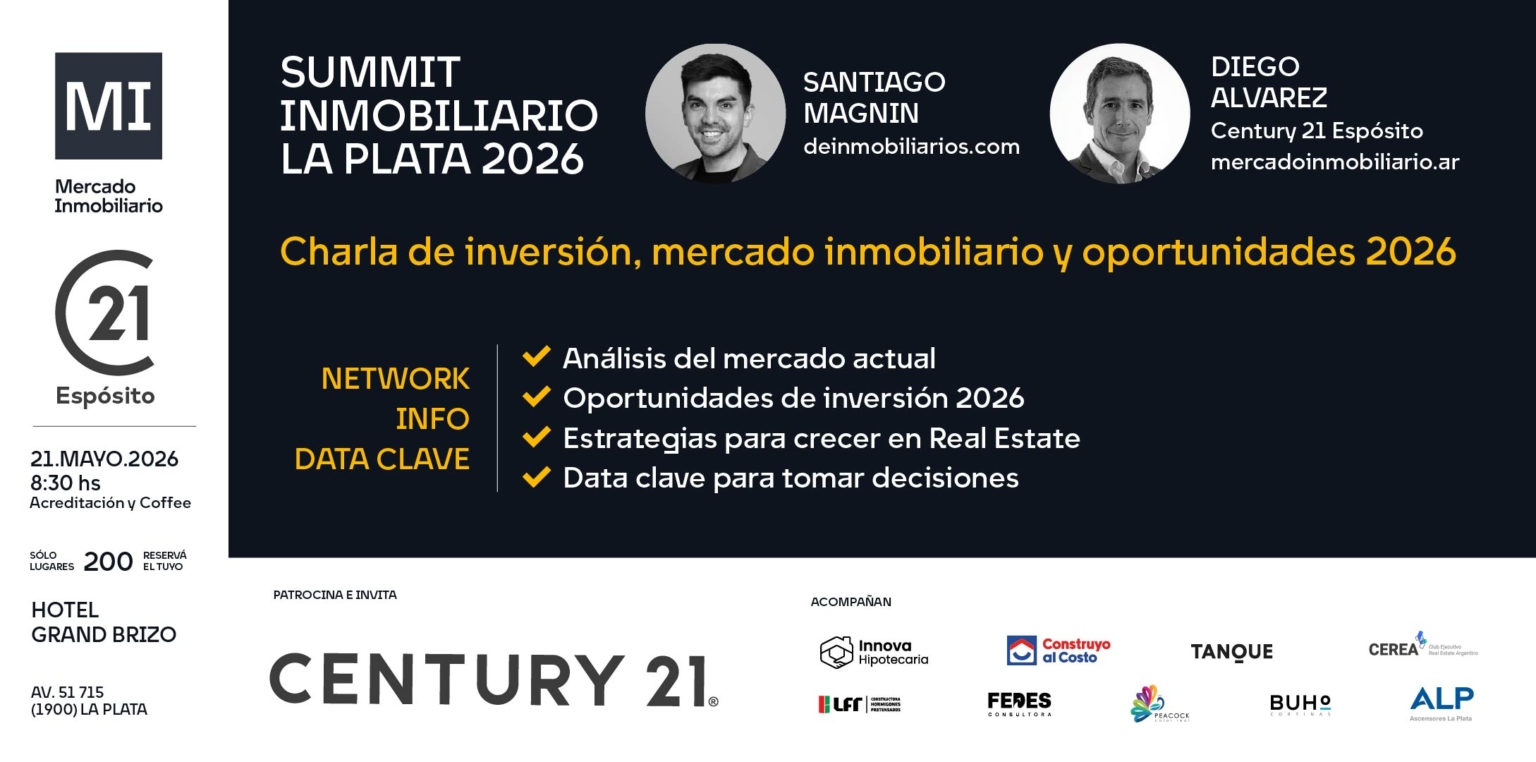 Llega el Summit Inmobiliario La Plata 2026: inversión, mercado y ...